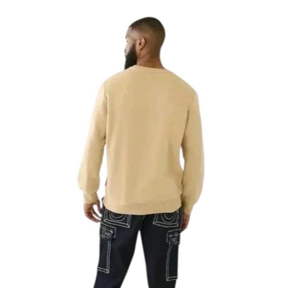 True Religion TR Buddha Embroidered Logo Sweatshirt Size Small Tan Crewneck NWT - Picture 3 of 7